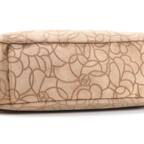 Chanel Camellia Embossed Suede & Leather Hobo Bag - Picture 7 of 9